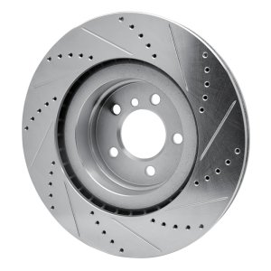 Land Rover Range Rover Brake Rotor (1) - Front Left - R1 Concepts - Drilled & Slotted - Silver - `06-`12